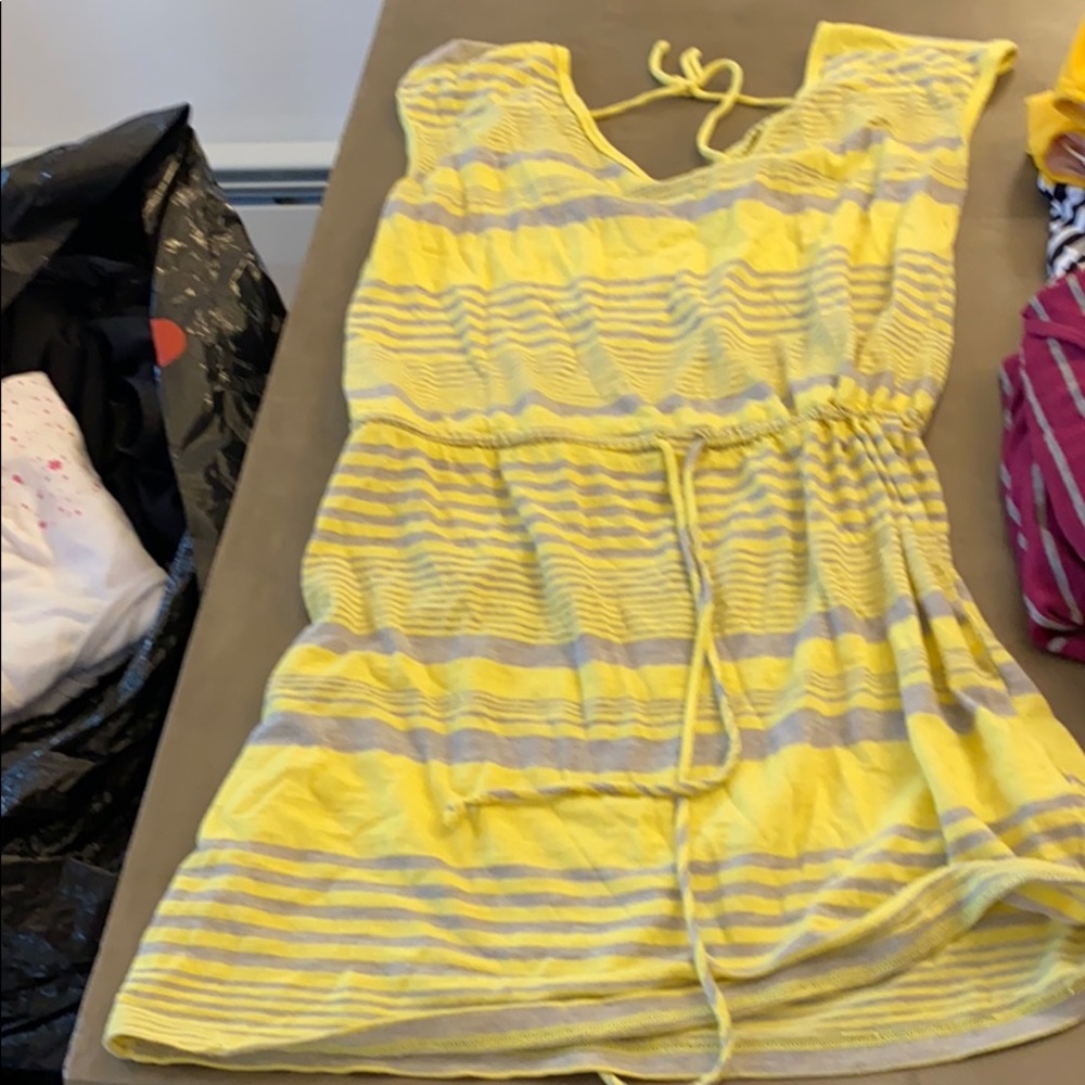 Yellow striped swim cover up or day dress